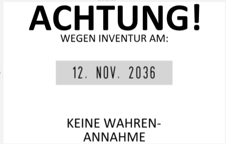 35x55mm · Datumstempel Hinweisstempel Infostempel Achtung Inventur Warenannahme