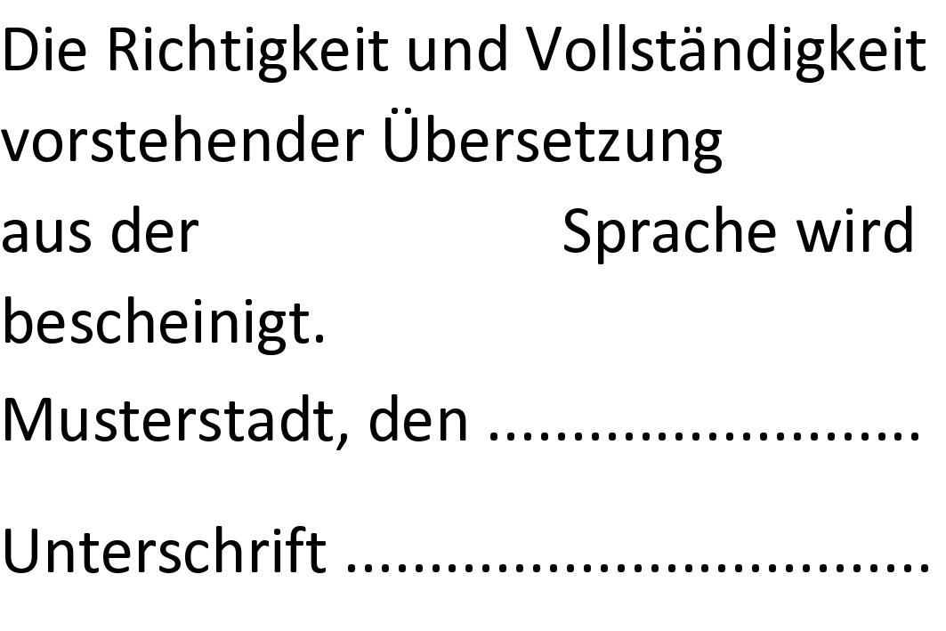 Beglaubigungsstempel Übersetzung · Bescheinigungsstempel · Übersetzerstempel