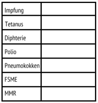 Stempel Impfstempel Impfung Tetanus Diphterie Polio Pneumokokken FSME MMR