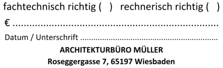 Stempel fachtechnisch rechnerisch richtig Architekt Ingenieurbro Konstruktion Konstrukteur Begleitdokumentation Entwickler Produktdesigner Systemplaner