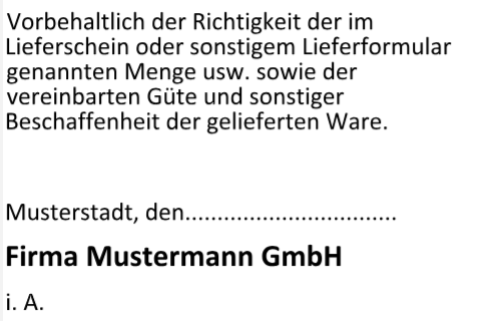 Stempel Warenprfung Vorbehaltlich Richtigkeit Lieferschein Lieferformular Menge Gter Beschaffenheit Wareneingang