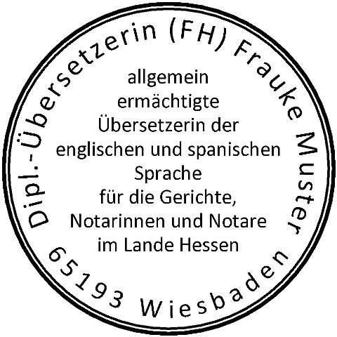 ø 40 mm · Rundstempel · allgemein ermächtigte Übersetzer für die Gerichte, Notarinnen und Notate im Lande