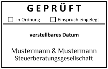 37x58 · Prüfstempel Datumstempel Steuerberater in Ordnung Einspruch Datum