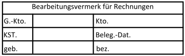 Stempel Buchhaltung Steuerberater Bearbeitungsvermerk Rechnung Konto Gegenkonto Kostenstelle Gebucht Bezahlt