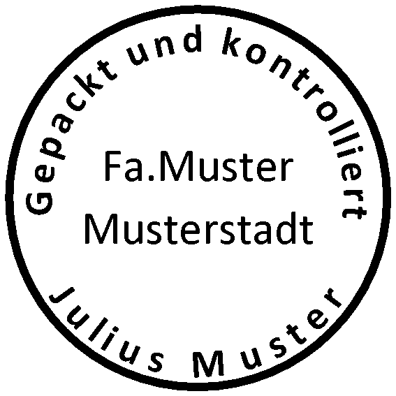 Prüfstempel Rundstempel · Kontrollstempel · Gepackt und Kontrolliert